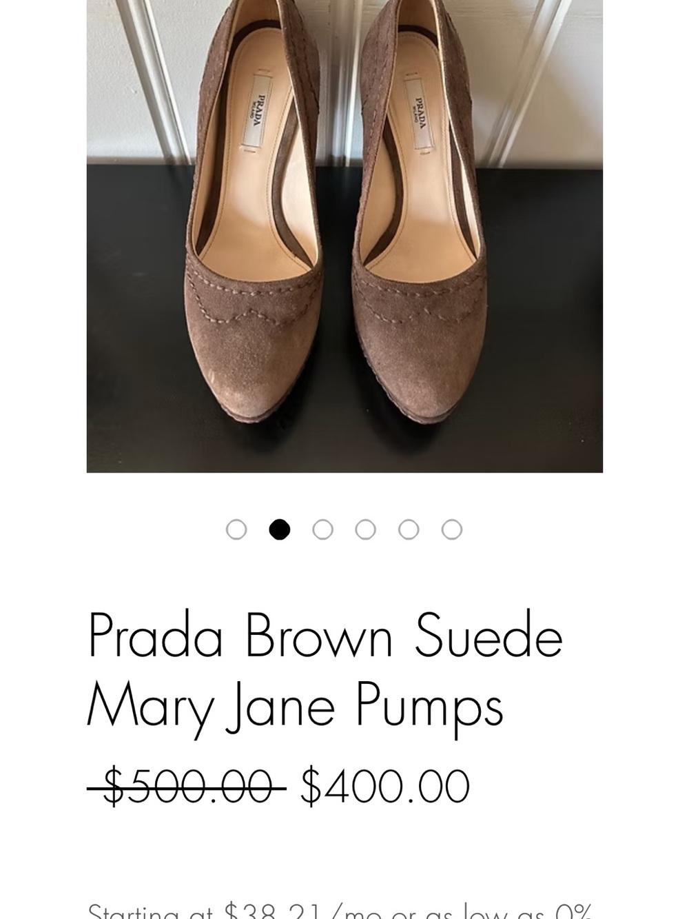 Prada Taupe Suede Mary Jane Platform Pumps size 8. Compare to other listing $400 - Picture 9 of 10
